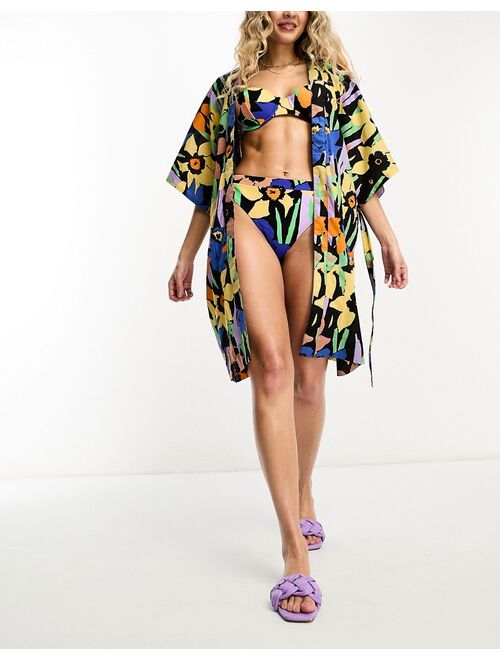Roxy Sunny Moment beach cover up in floral print