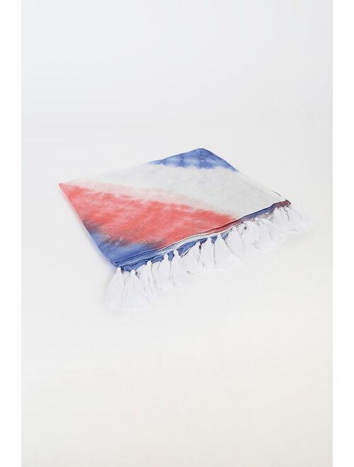 Lulus Feel the Groove Red Multi Tie-Dye Print Swim Cover-Up Scarf