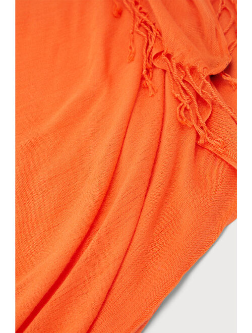 Lulus Coast to Coast Orange Swim Cover-Up Scarf