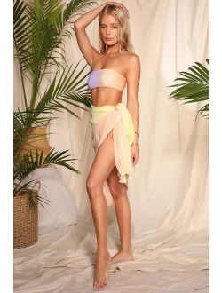 Ocean Horizons Yellow Ombre Swim Cover-Up Scarf