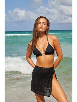 Shimmering Waters Black Sequin Sarong Swim Cover-Up