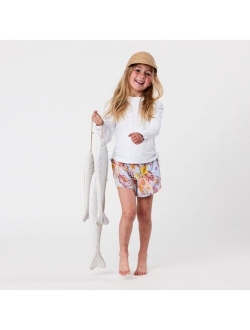 SNAPPER ROCK Toddler|Child Girls White Rouched LS Rash Top