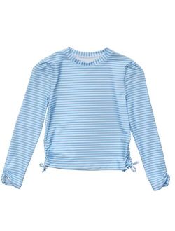 SNAPPER ROCK Toddler|Child Girls Cornflower Stripe Sustainable LS Rash Top