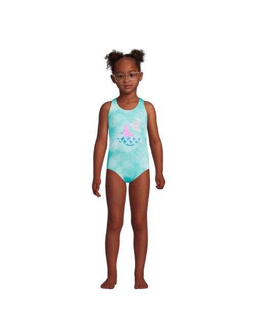 LANDS' END Child Girls Plus Sequin Graphic UPF 50 Tugless One Piece