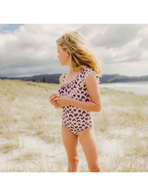 SNAPPER ROCK Toddler|Child Girls Wild Love One Shoulder Frill Swimsuit
