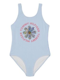 Little Girls Flip-Sequin Daisy One-Piece Swimsuit