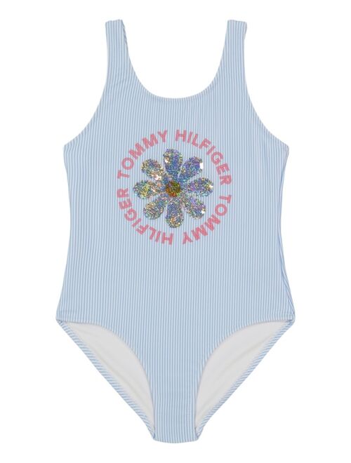 TOMMY HILFIGER Little Girls Flip-Sequin Daisy One-Piece Swimsuit