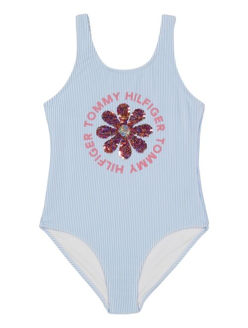 TOMMY HILFIGER Little Girls Flip-Sequin Daisy One-Piece Swimsuit