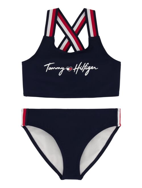 TOMMY HILFIGER Big Girls Signature Stripe Detailed Bikini, 2 Piece Set