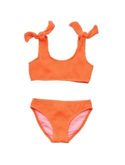 SNAPPER ROCK Toddler|Child Girls Tangerine Tie Crop Bikini