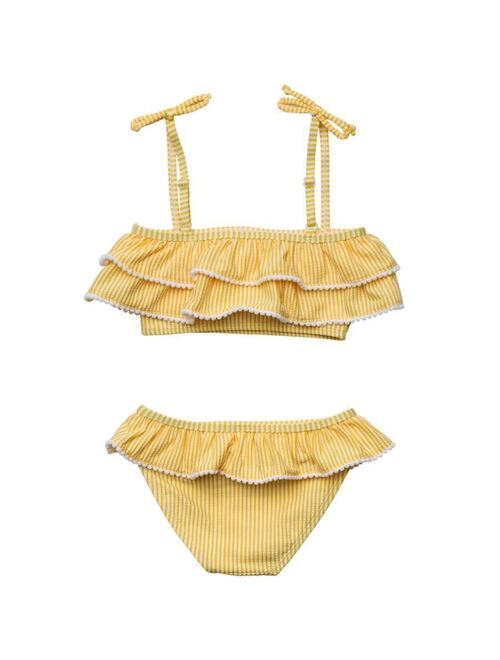 SNAPPER ROCK Toddler|Child Girls Marigold Stripe Tie Bikini