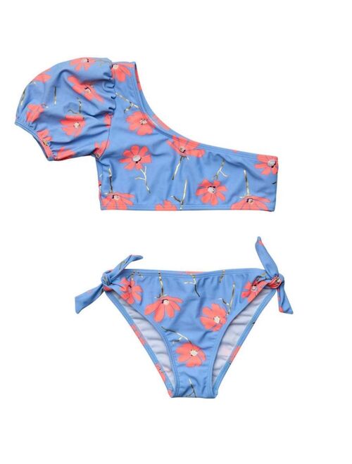SNAPPER ROCK Toddler|Child Girls Beach Bloom One Shoulder Puff Bikini