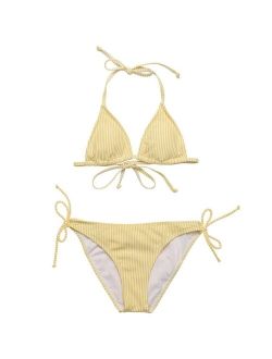 SNAPPER ROCK Toddler|Child Girls Marigold Stripe Triangle Bikini