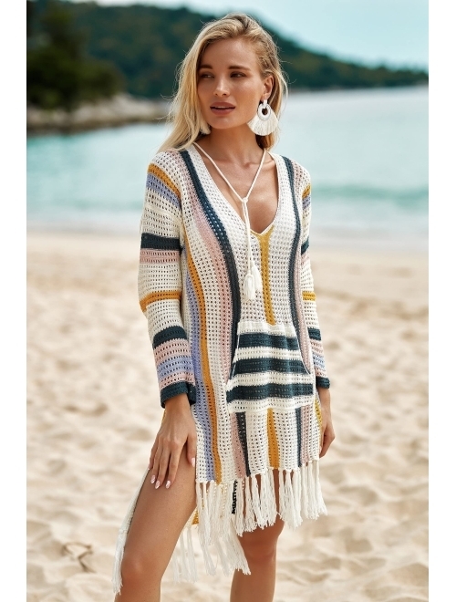 Jeasona Swimsuit Cover Ups for Women Beach Bathing Suit Bikini Crochet Dress