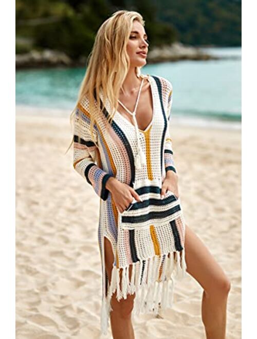 Jeasona Swimsuit Cover Ups for Women Beach Bathing Suit Bikini Crochet Dress