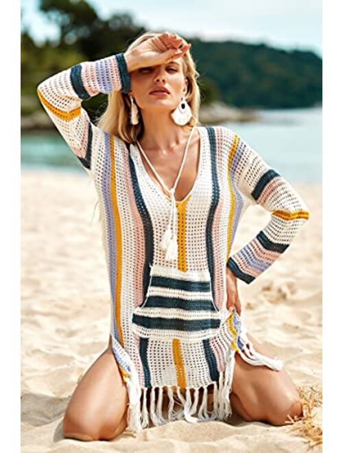Jeasona Swimsuit Cover Ups for Women Beach Bathing Suit Bikini Crochet Dress