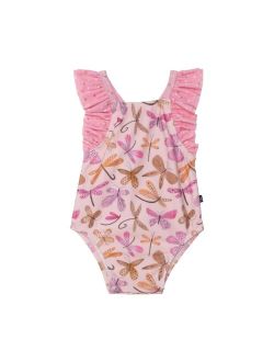 Girl Printed One Piece Swimsuit Pink Dragonflies - Toddler|Child