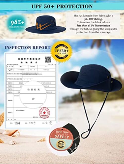 Comhats Oversize XL XXL Large Wide Brim Waterproof UPF 50+ Bucket Sun Summer Travel Fishing Hiking Fisherman Hat Detachable Chin