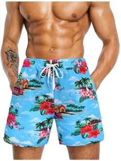 Daupanzees Men Swim Trunks Drawstring Board Shorts Elastic Waist Beach Shorts with Pockets
