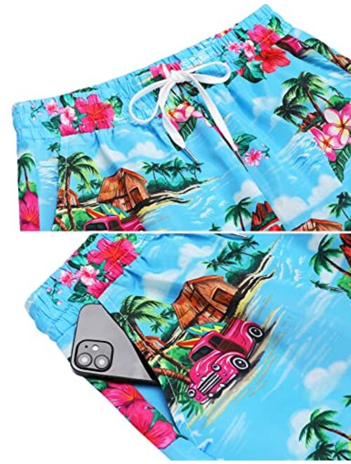 Daupanzees Men Swim Trunks Drawstring Board Shorts Elastic Waist Beach Shorts with Pockets