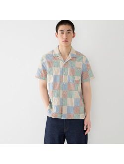 Organic cotton seersucker camp-collar shirt