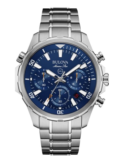 BULOVA Men's Chronograph Marine Star Stainless Steel Bracelet Watch 43mm