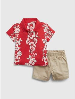 Baby Floral Polo Outfit Set