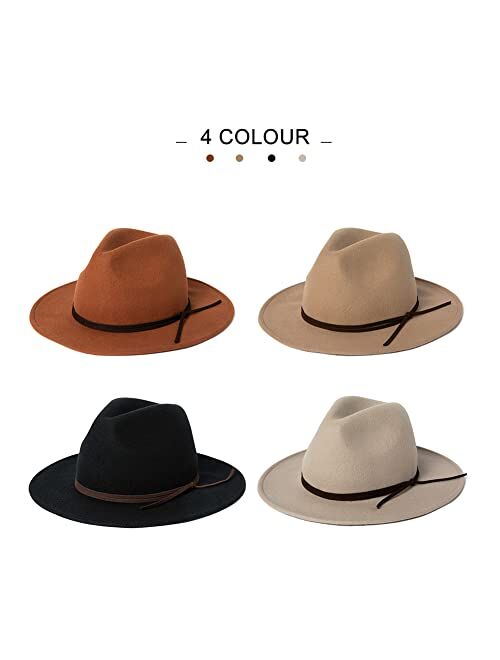 Comhats Boho Felt Panama Hat for Women Wool Floopy Wide Brim Fedora Winter Fall