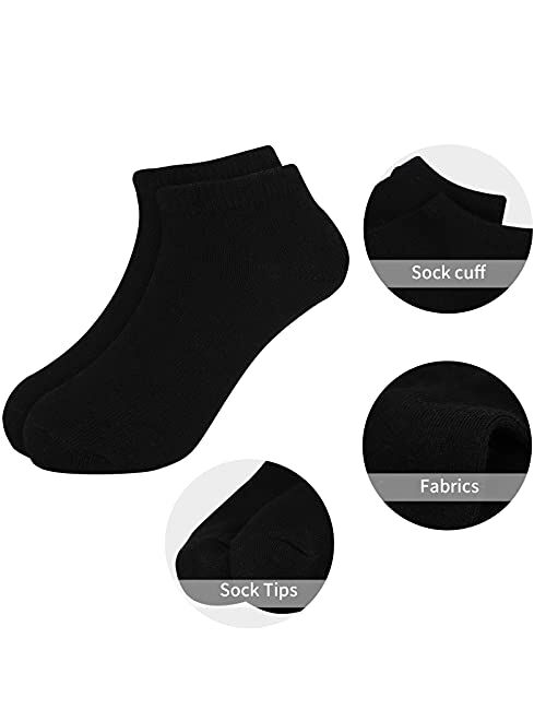 BOOPH 12 Pairs Kids Ankle Socks Boys Girls Low Cut Half Cushion Athletic Socks