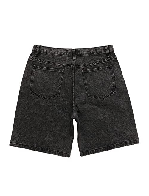 Aelfric Eden Men's Star Patchwork Denim Shorts Mid Rise Stretchy Patchwork Jeans Shorts Casual Denim Shorts Streetwear