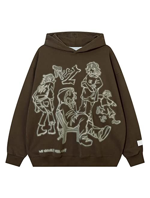 Aelfric Eden Mens Oversized Zip Up Skeleton Hoodie Streetwear Graphic Hoodies Vintage Hooded Sweatshirt Crewneck Sweatshirts