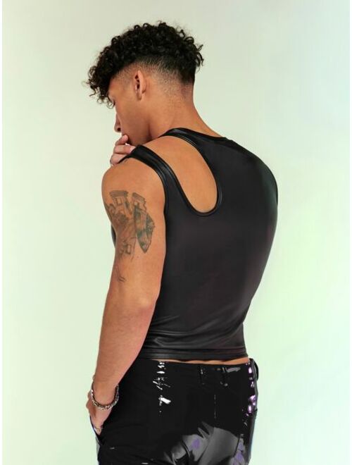 SHEIN Manfinity Fever City Men Cut Out PU Leather Tank Top