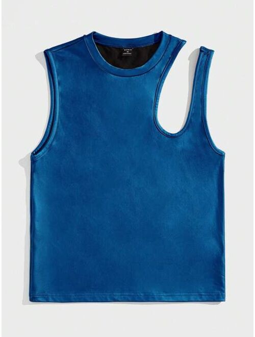 SHEIN Manfinity Fever City Men Cut Out PU Leather Tank Top