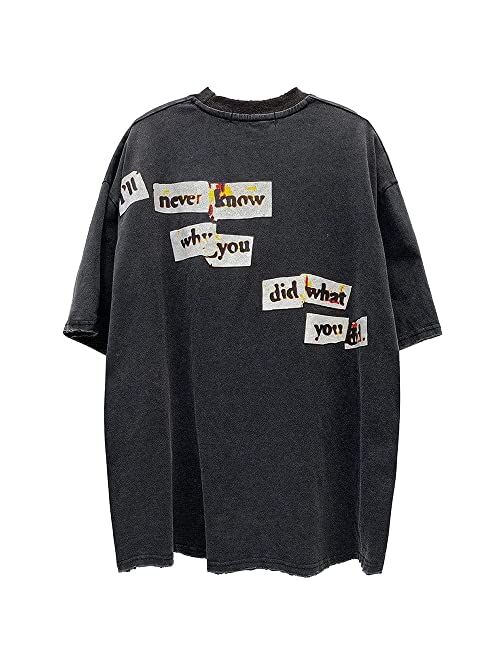 Aelfric Eden Mens 90s Vintage Oversize Shirts Summer Unisex Hipster Printed Casual Tee Streetwear Harajuku Top Tshirt