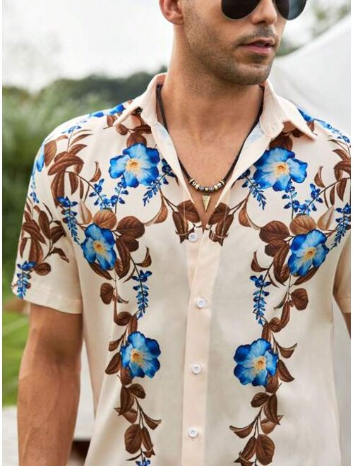 SHEIN Manfinity RSRT Men Floral Print Button Up Shirt