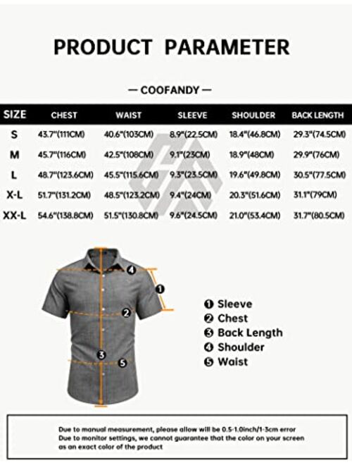 COOFANDY Men's Short Sleeve Oxford Shirt Cotton Button Down Regular Fit Dress Shirts