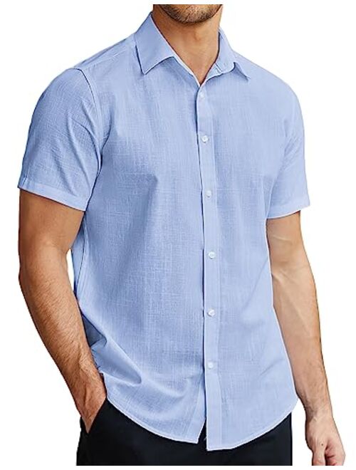 COOFANDY Men's Short Sleeve Oxford Shirt Cotton Button Down Regular Fit Dress Shirts