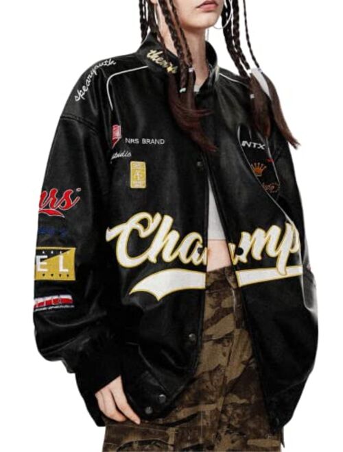 Aelfric Eden Men's Letter Foaming Love Print Varsity Jacket Vintage Graphic Baseball Jacket Unisex Coats Streetwear