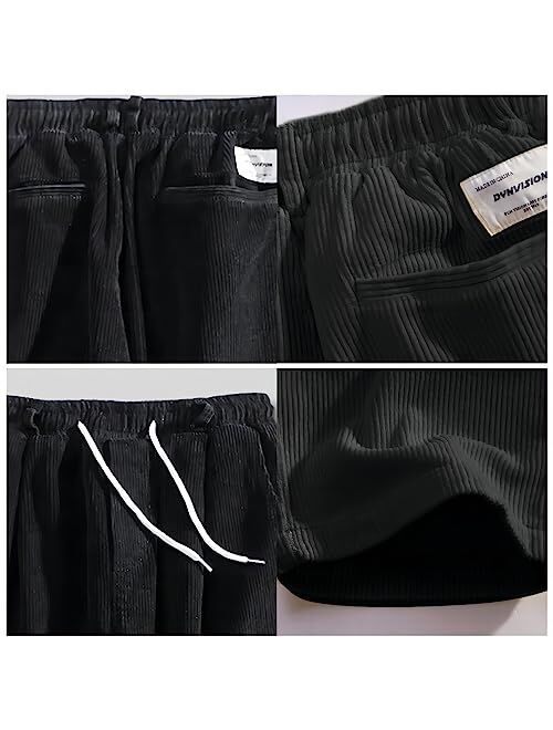 Aelfric Eden Mens Corduroy Vintage Cargo Sweatpants Long Solid Elastic Waist Casual Pants Hip hop Streetwear Pant