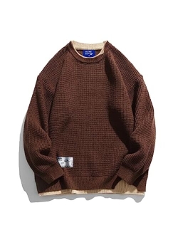 Van Gogh Sweater Sunflower Painting Printed Pullover Mens Long Sleeves Knit Casual Oversized Tops