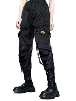 Mens Techwear Pants Streetwear Joggers Pants Multi Pocket Cargo Pants Hip-Hop Hiking Pants with Drawstring