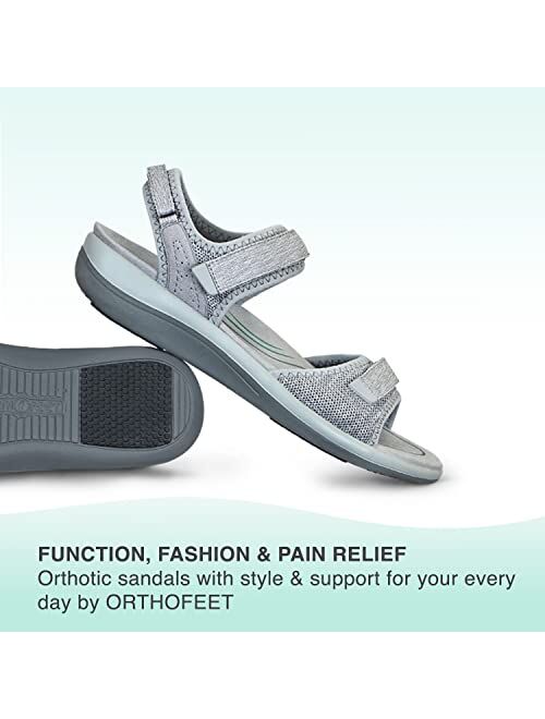 Orthofeet Arch Support Sandals for Women, Ideal for Heel and Foot Pain Relief. Therapeutic Design with Arch Support, Arch Booster, Cushioning Ergonomic Sole & Extended Wi