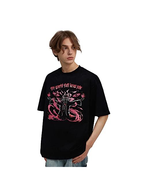 Aelfric Eden Mens Vintage Japanese Graphic Printed Shirt Unisex Streetwear Washed Oversized Cool Tee