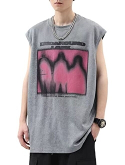 Graphic Tank Tops for Men Novelty Y2k Shirts Streetwear Oversized Workout Tank Tops Summer Sleeveless Shirts