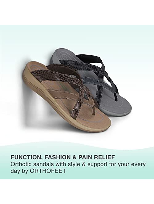 Orthofeet Arch Support Toe Post Flip Flops for Women, Ideal for Heel and Foot Pain Relief. Therapeutic Design with Arch Support, Arch Booster, Cushioning Ergonomic Sole &