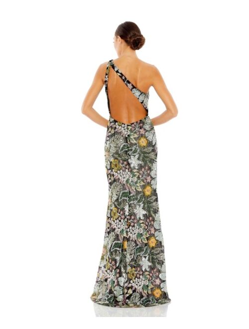 MAC DUGGAL Women's Embellished Floral One Shoulder Gown