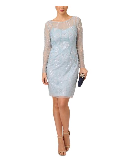 Adrianna Papell Women's Embellished Long-Sleeve Sheath Dress