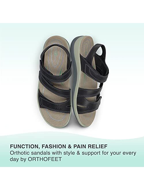 Orthofeet Arch Support Sandals for Women, Ideal for Heel and Foot Pain Relief. Therapeutic Design with Arch Support, Arch Booster, Cushioning Ergonomic Sole & Extended Wi