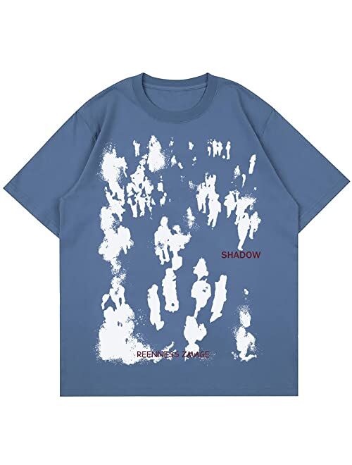 Aelfric Eden Mens Oversized Graphic Tees Vintage Graffiti Print Shirts Streetwear Tee Summer Top Tshirt