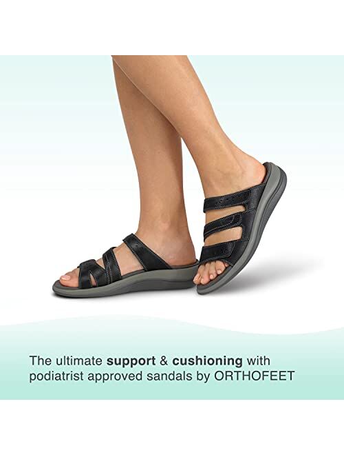 Orthofeet Women's Orthopedic Slide Strap Sandal - Ideal for Pain Relief Sahara